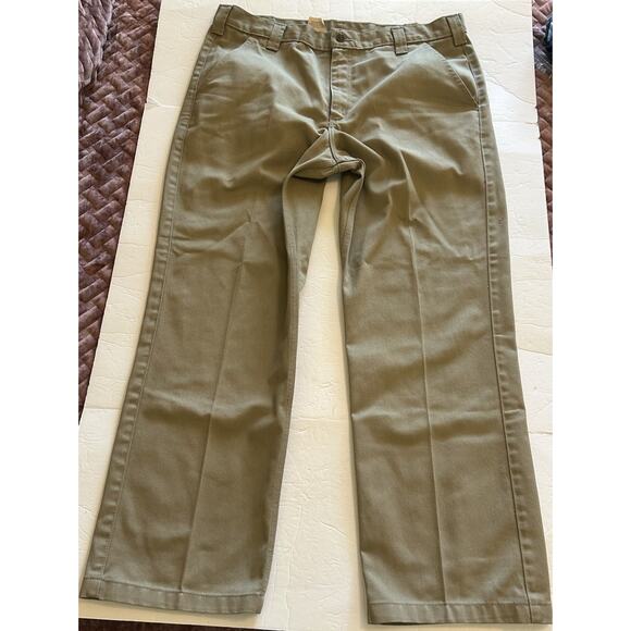 Carhartt Khaki 36x30 Chino Pants Relaxed Fit Washed Twill Tan Mens Casual Logo - Picture 2 of 12